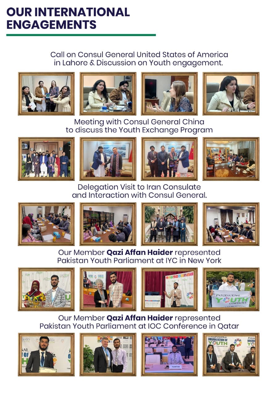 Pakistan Youth Parliament meetings with diplomats and international youth conference delegates