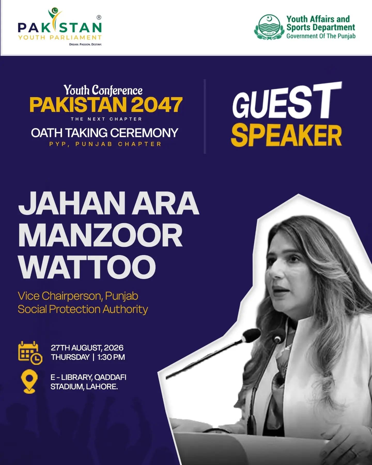Ms. Jahan Ara Manzoor Watto as Guest Speaker at Youth Conference